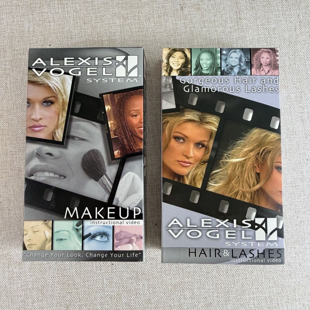 Alexis Vogel System Makeup Hair & Lashes Instructional VHS 2002 Set of 2 Rare